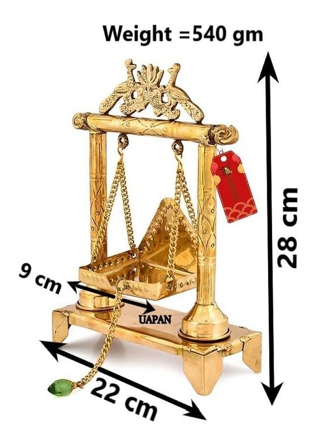 UAPAN Brass Spiritual Handicrafted Pooja Jhula | Swing | Palana | Nand Gopal Palana I Lord Ganesha, Brass Statue(Small Brass Jhula) - Image 3